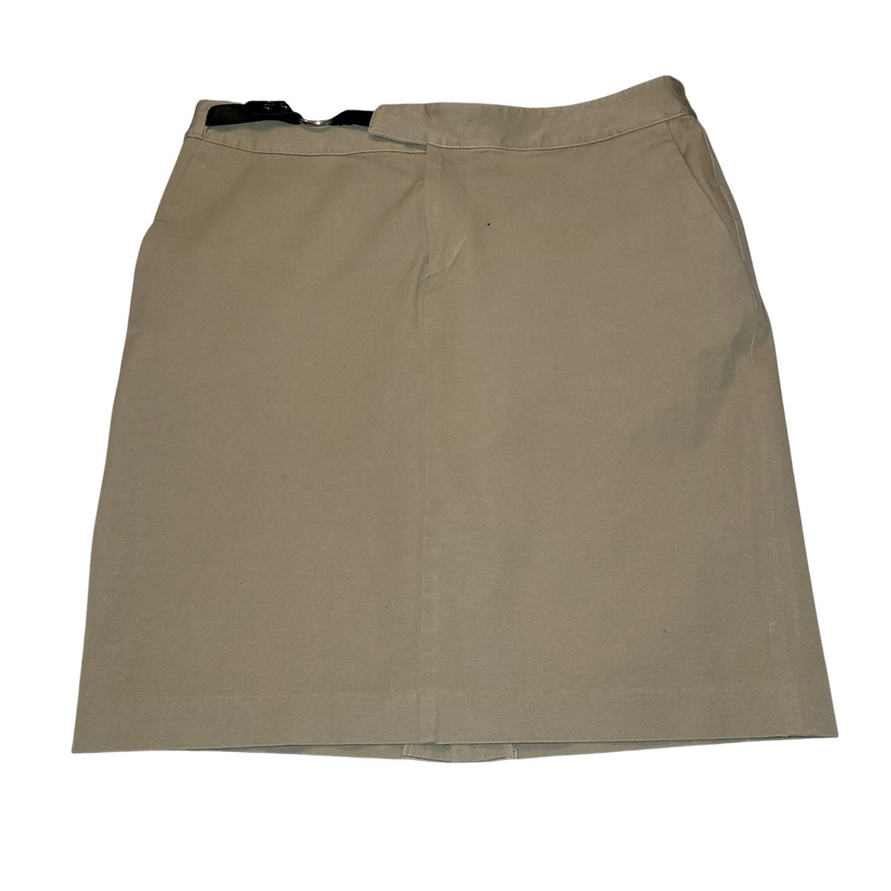 Chaps Tan Khaki A Line Skirt‎ Knee Length 14 preppy designer officecore career